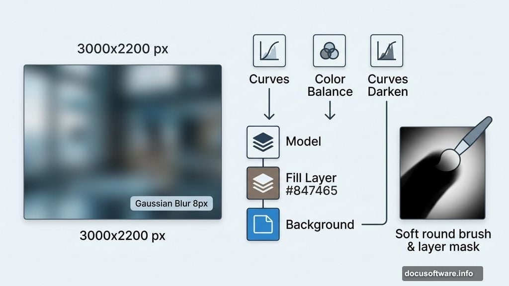 Curves and Color Balance adjustment layers set as Clipping Masks on background