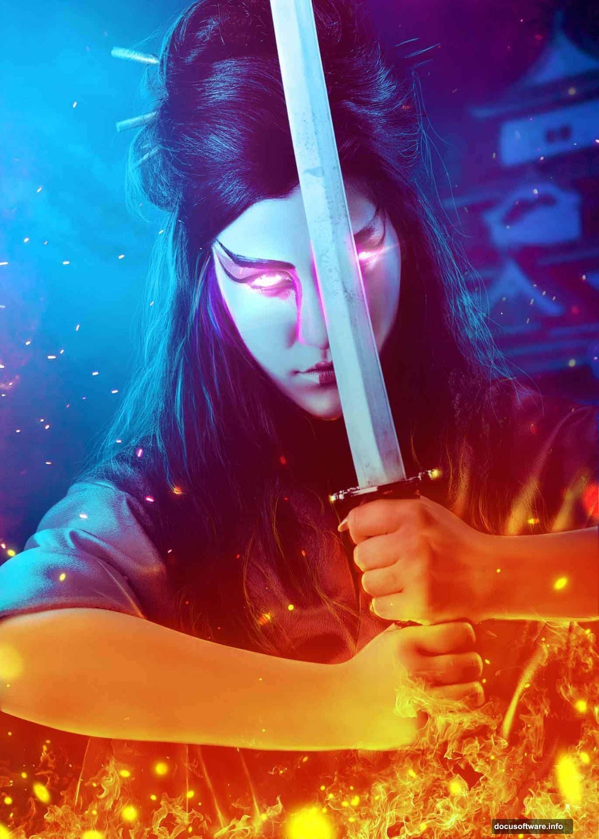 Curves and Color Balance layers transform daytime sky into nighttime