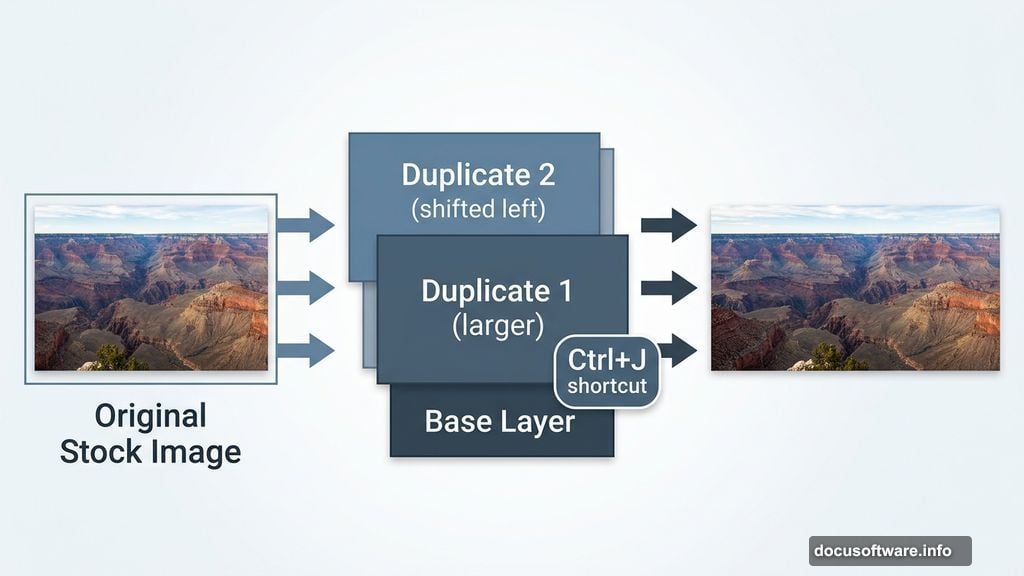 Canyon landscape duplicated three times to build amphitheater depth