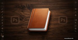 Polished brown leather notebook icon built from scratch in Photoshop