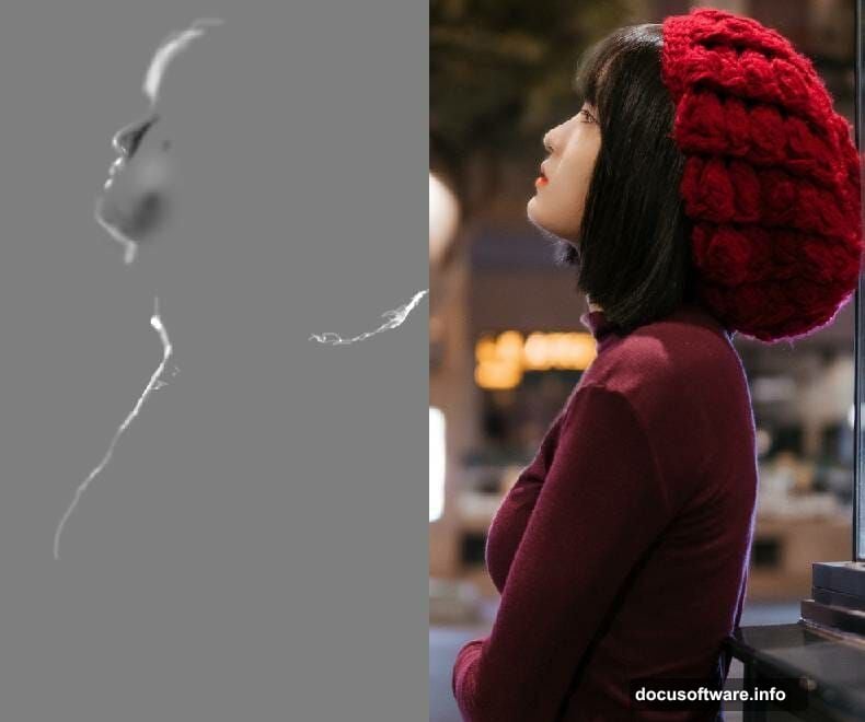 Clone Tool on Clipping Mask layer cleaning stray hairs and edges