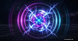 Glowing 3D sphere with electric lightning and neon radiation in Photoshop composite