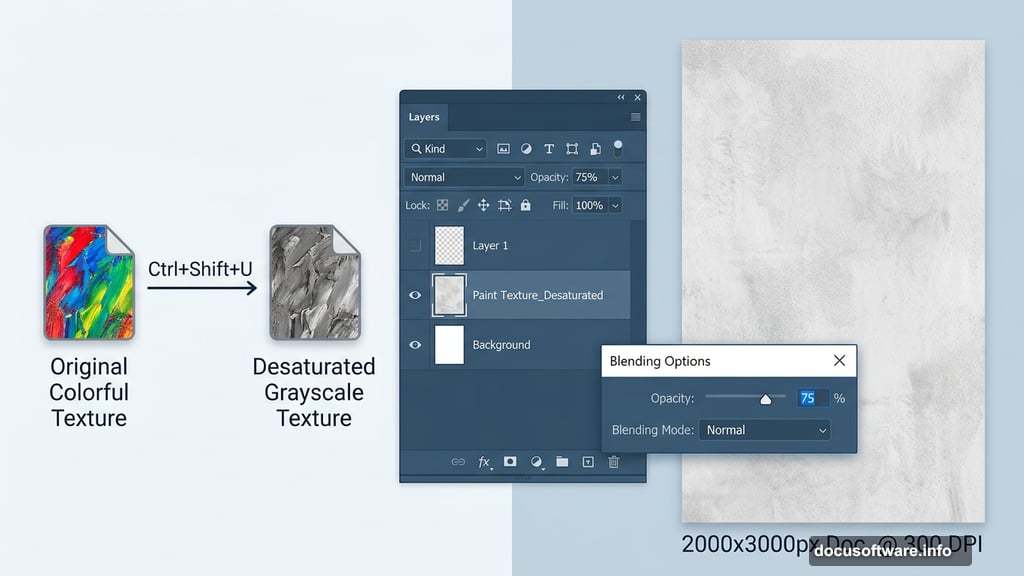 Desaturated paint texture applied as subtle background layer in Photoshop
