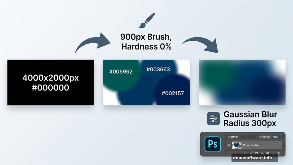 Gaussian Blur transforms rough color patches into smooth nebula gradient