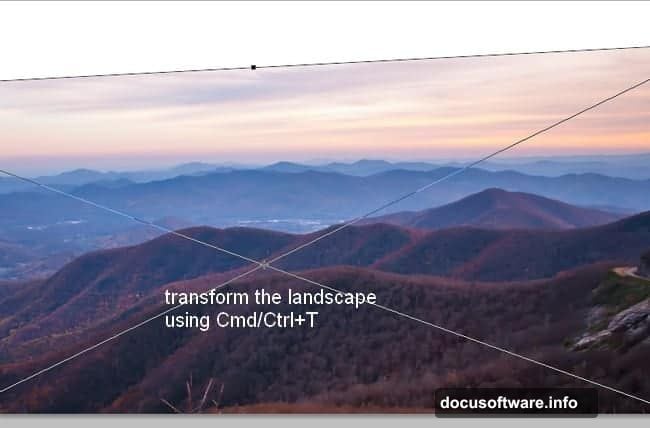 Extracting and placing mountain stock image with Gaussian Blur softening
