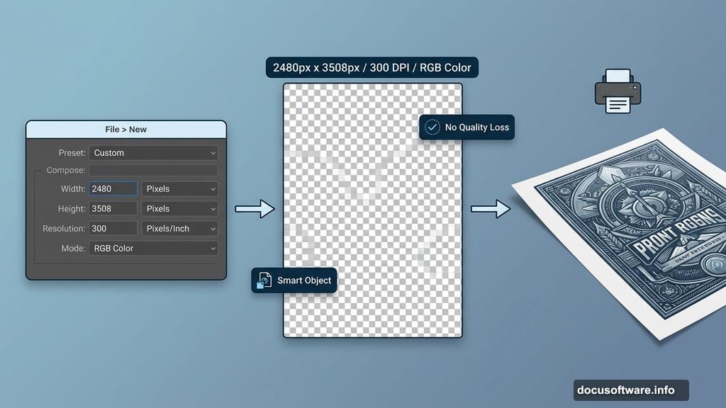 Photoshop canvas setup at 300 DPI RGB Color for large print output