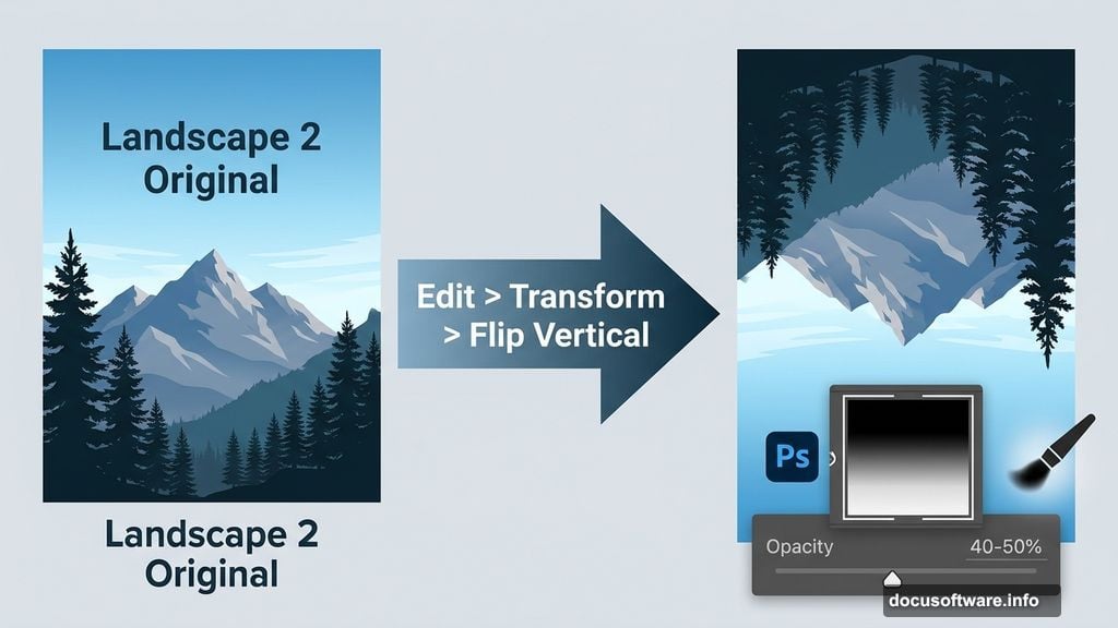 Flipped vertical landscape layer with mask blending inverted terrain seamlessly