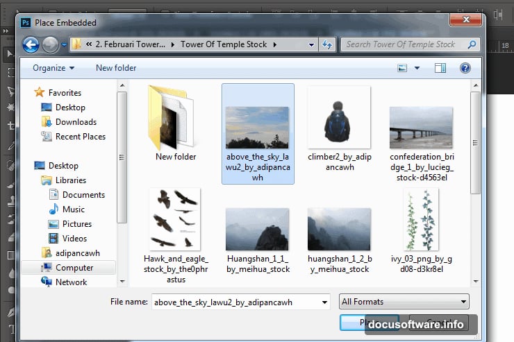 Photoshop layers organized into groups for sky background and foreground