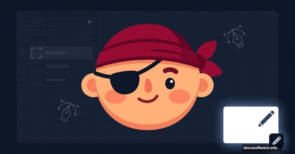 Cute cartoon pirate character drawn from scratch in Photoshop