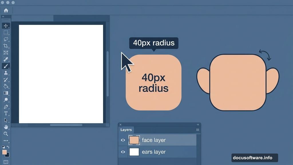 Rounded Rectangle Tool and Ellipse Tool building cartoon pirate face