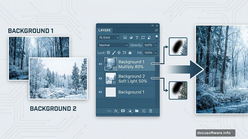 Blending two background images using Multiply and Soft Light modes