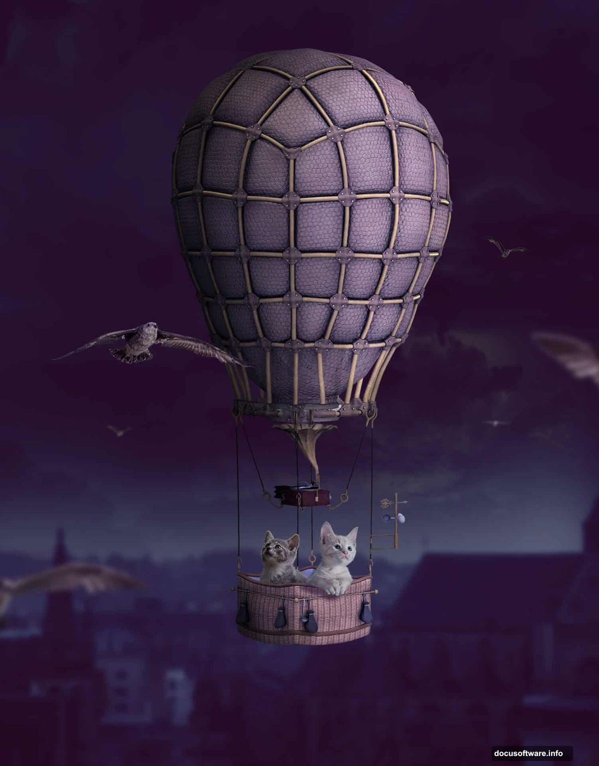 Blurred city layer as Smart Object on tall Photoshop canvas