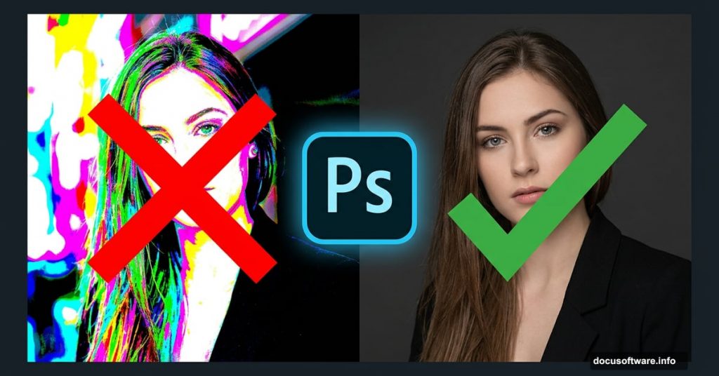 Split image showing bad versus good Photoshop editing results