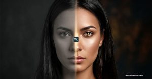 Before and after emotional portrait transformation using Photoshop editing techniques