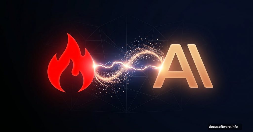 Adobe Firefly flame and Claude AI logos merging with creative energy