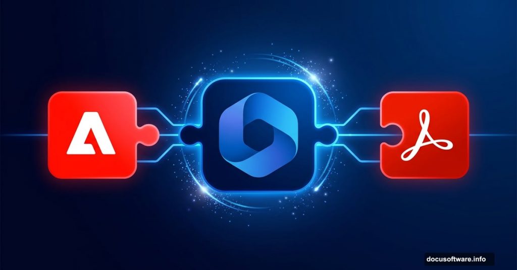 Adobe Express and Acrobat icons merging into Microsoft 365 Copilot logo