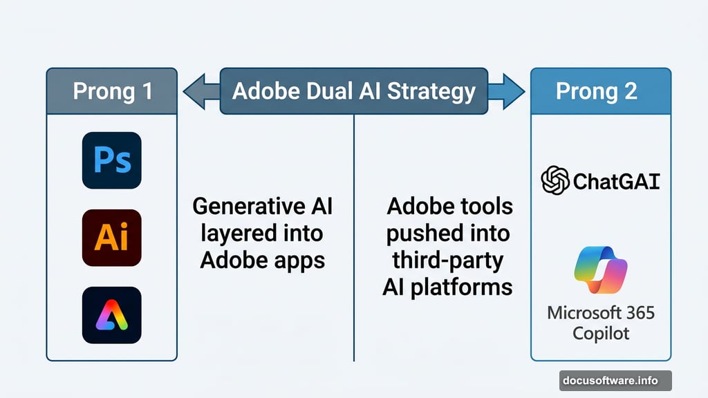 Adobe dual AI strategy spans own apps and ChatGPT Microsoft Copilot platforms