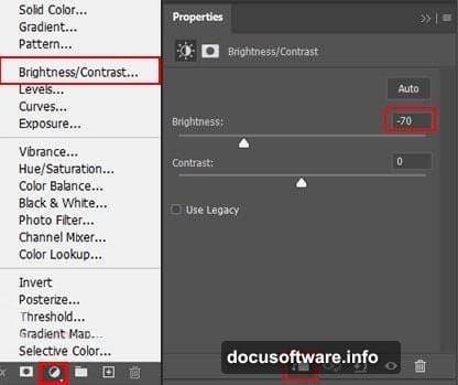 Brightness Contrast and Curves adjustment layers painting selective highlights