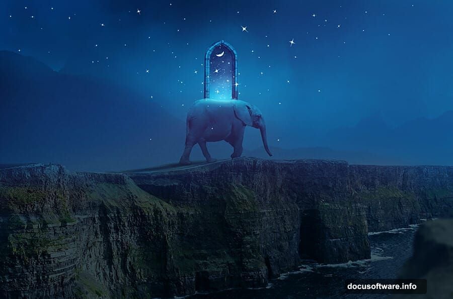 Dragging sky image onto Photoshop canvas using Free Transform tool