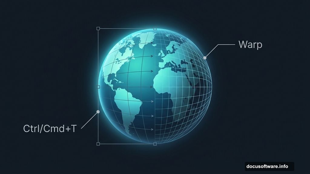 Photoshop Transform and Warp tool applied to Earth planet image