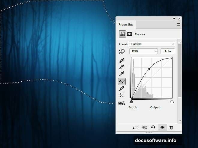 Gradient Map adjustment layer using hex colors 01102b and 166491