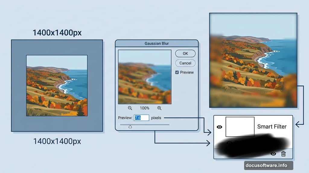 Smart Filter masking creates depth of field on autumn coastal hill
