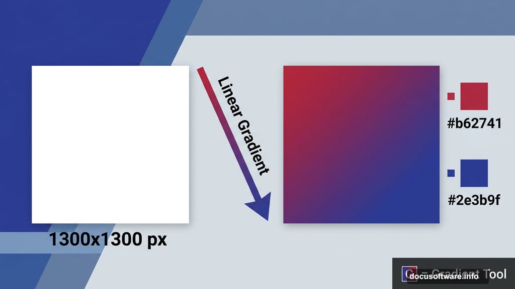 Linear gradient from crimson red to cobalt blue on white canvas