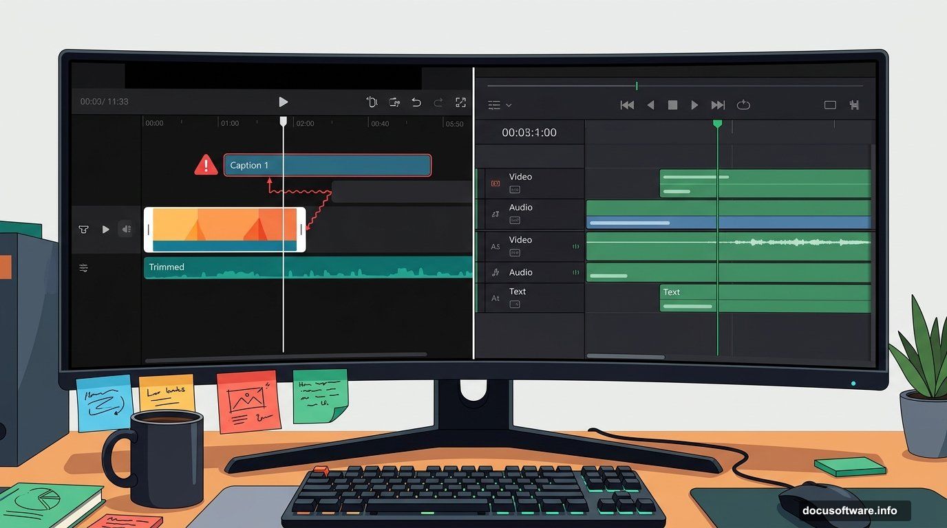 CapCut timeline interface showing multi-track editing limitations