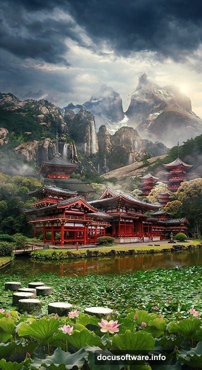 Mist brushes, sun ray brushes, and dust textures add cinematic lighting