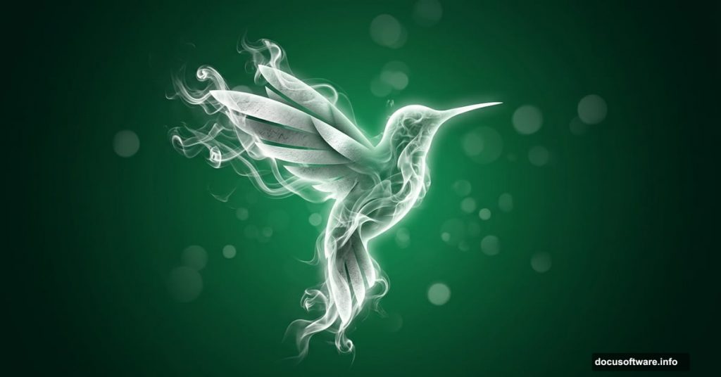Glowing textured hummingbird built from dramatic swirling smoke effects