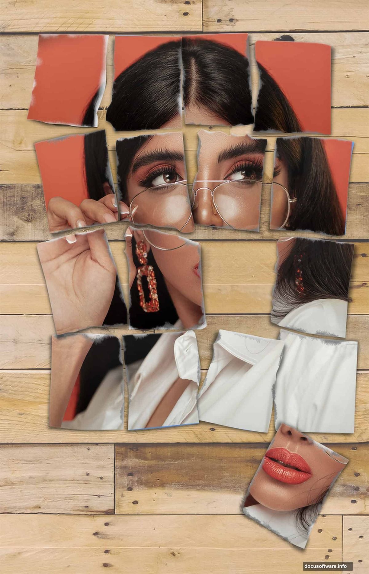 Cut paper to 6R photo size divided into 16 equal rectangles