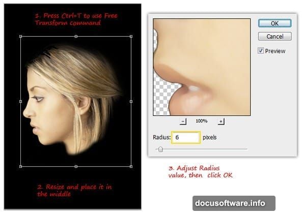 Filter Noise Median smoothing blends portrait edges for smoke effect